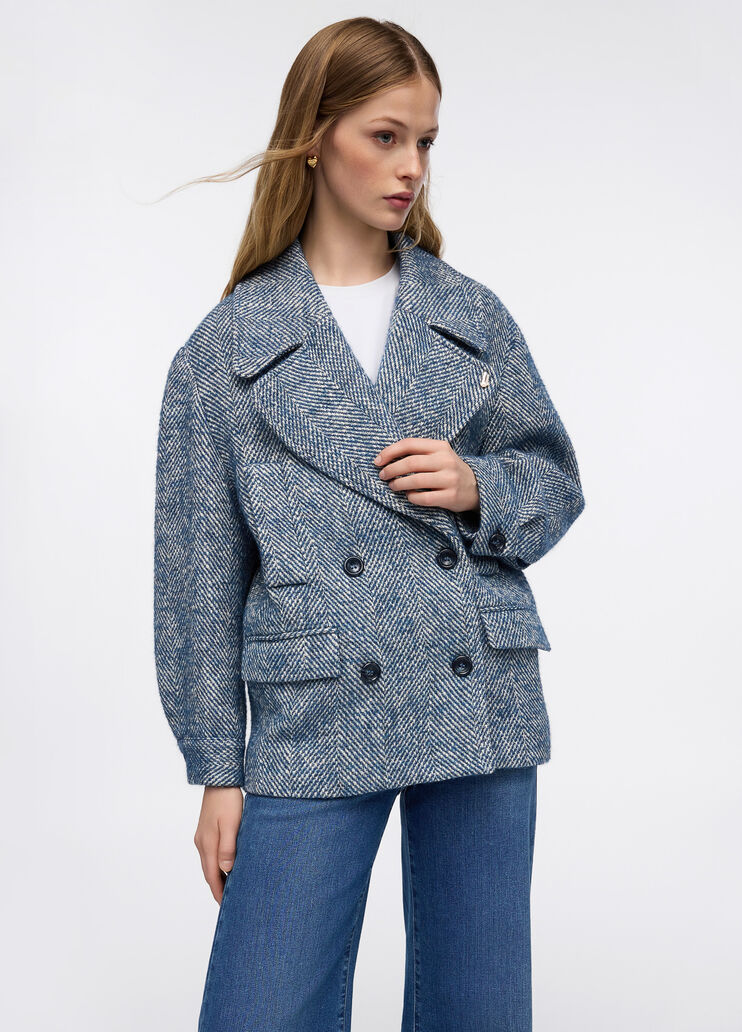 Caban en laine et alpaga bleu foncé Liu Jo - large image number 0