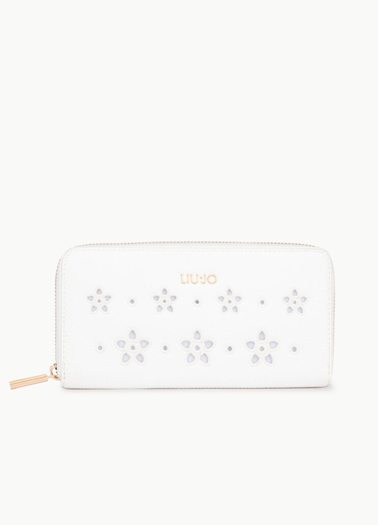 Portafoglio con ricami sangallo Bianco lana Liu Jo - large image number 0