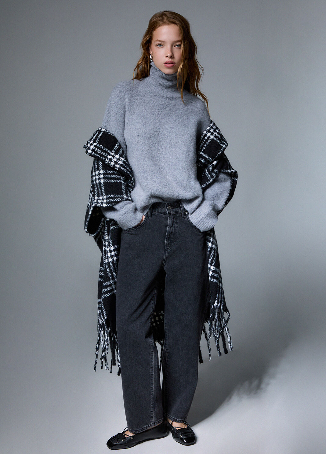Turtleneck sweater in wool brushed grey m&eacute;lange Liu Jo - large image number 3