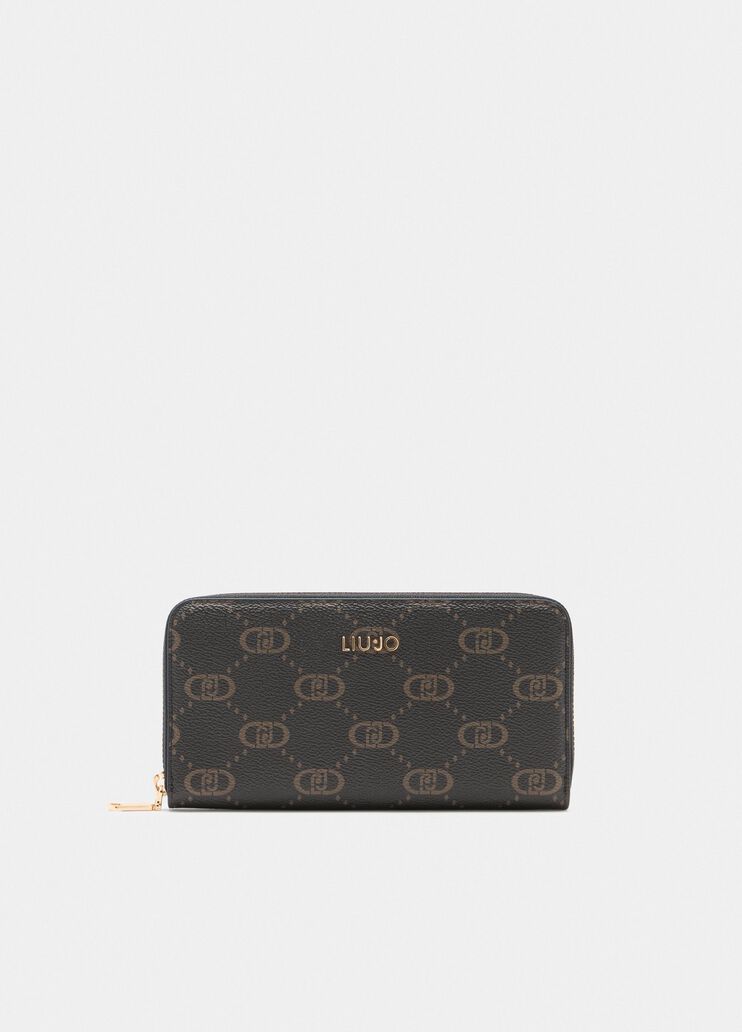 Large zip-around wallet with logo black Liu Jo - medium Large zip-around wallet with logo black Liu Jo - medium