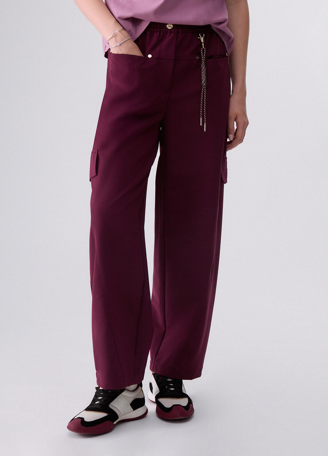 Pantalon oversize avec charme aubergine Liu Jo - large image number 0