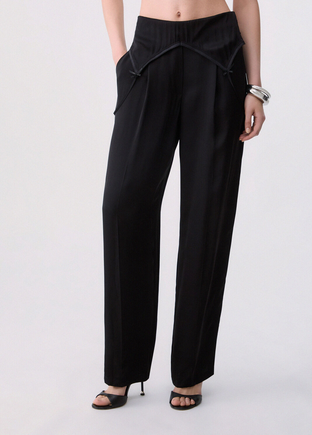 Trousers with detail lingerie black Liu Jo - large image number 0