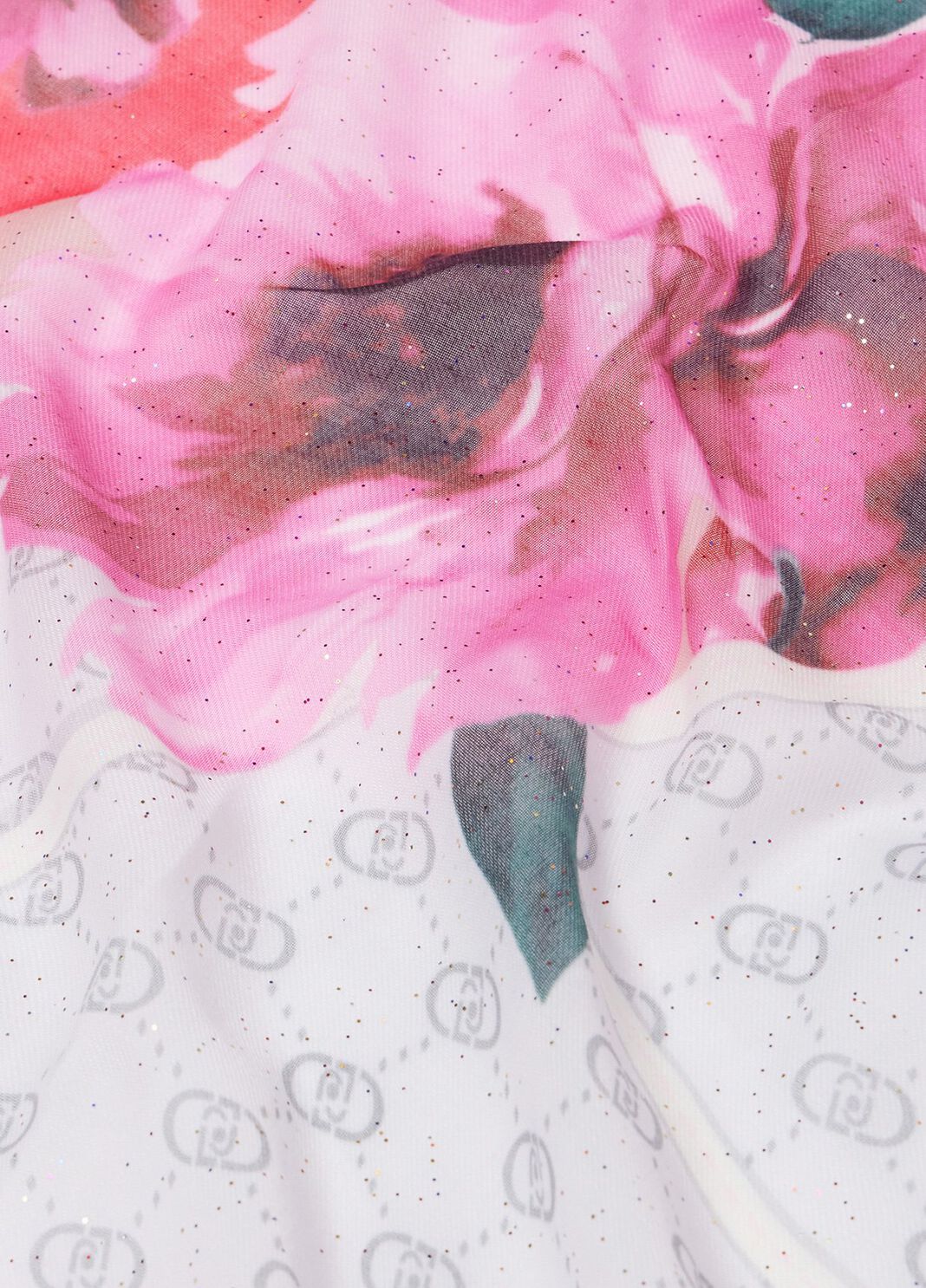 Foulard con stampa floreale e logo rosa Liu Jo - large image number 7