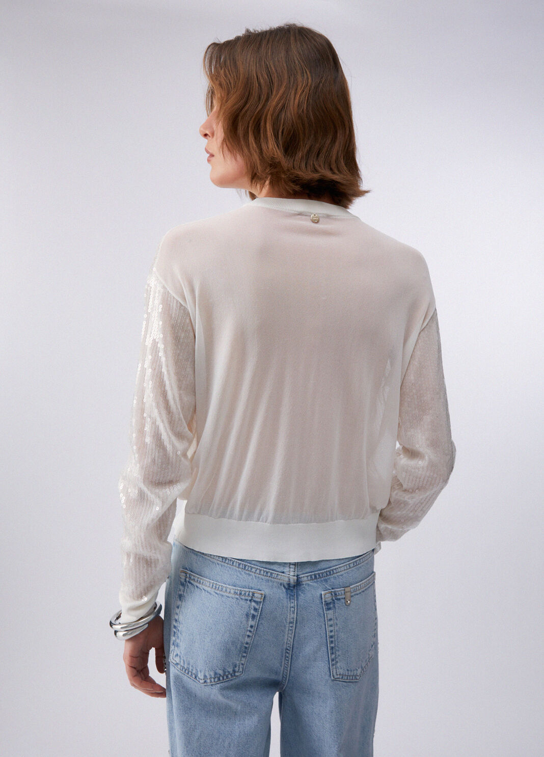 Cardigans with sequins white Liu Jo - large image number 1