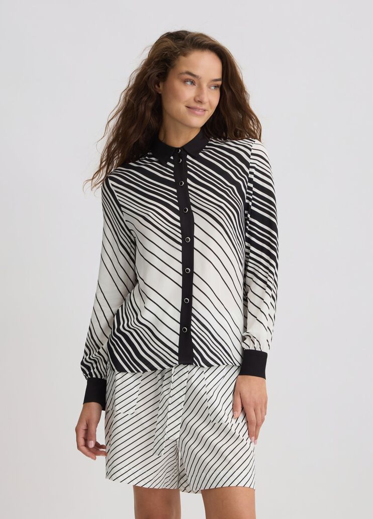 Crêpe de chine shirt white/black Liu Jo - medium Crêpe de chine shirt white/black Liu Jo - medium