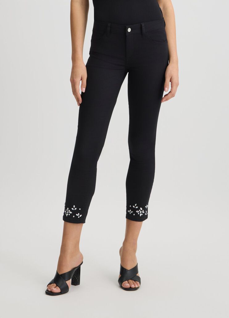 Skinny trousers with rhinestones black with precious stones Liu Jo - large image number 0