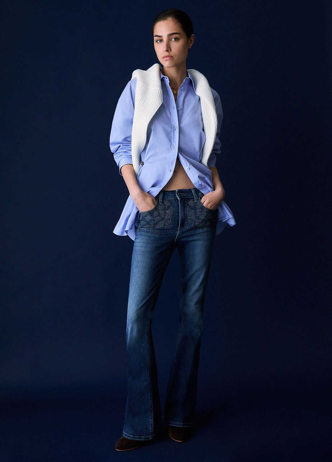 Bootcut Jeans with Rhinestones blue denim Liu Jo - large image number 3