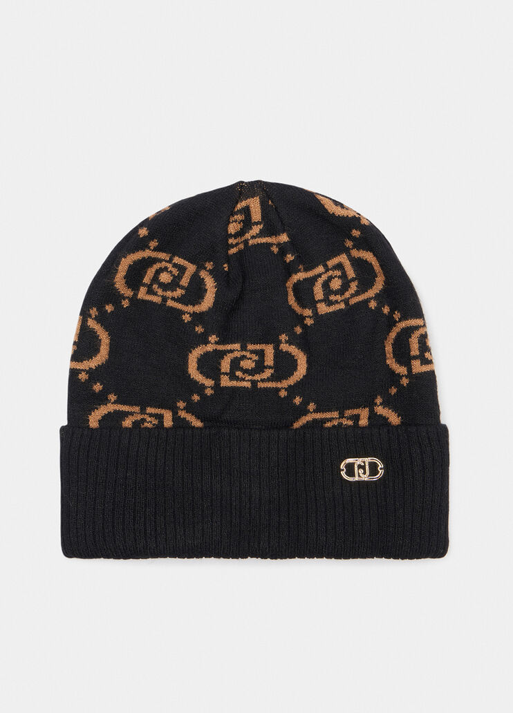 Monogram jacquard hat black Liu Jo - medium Monogram jacquard hat black Liu Jo - medium