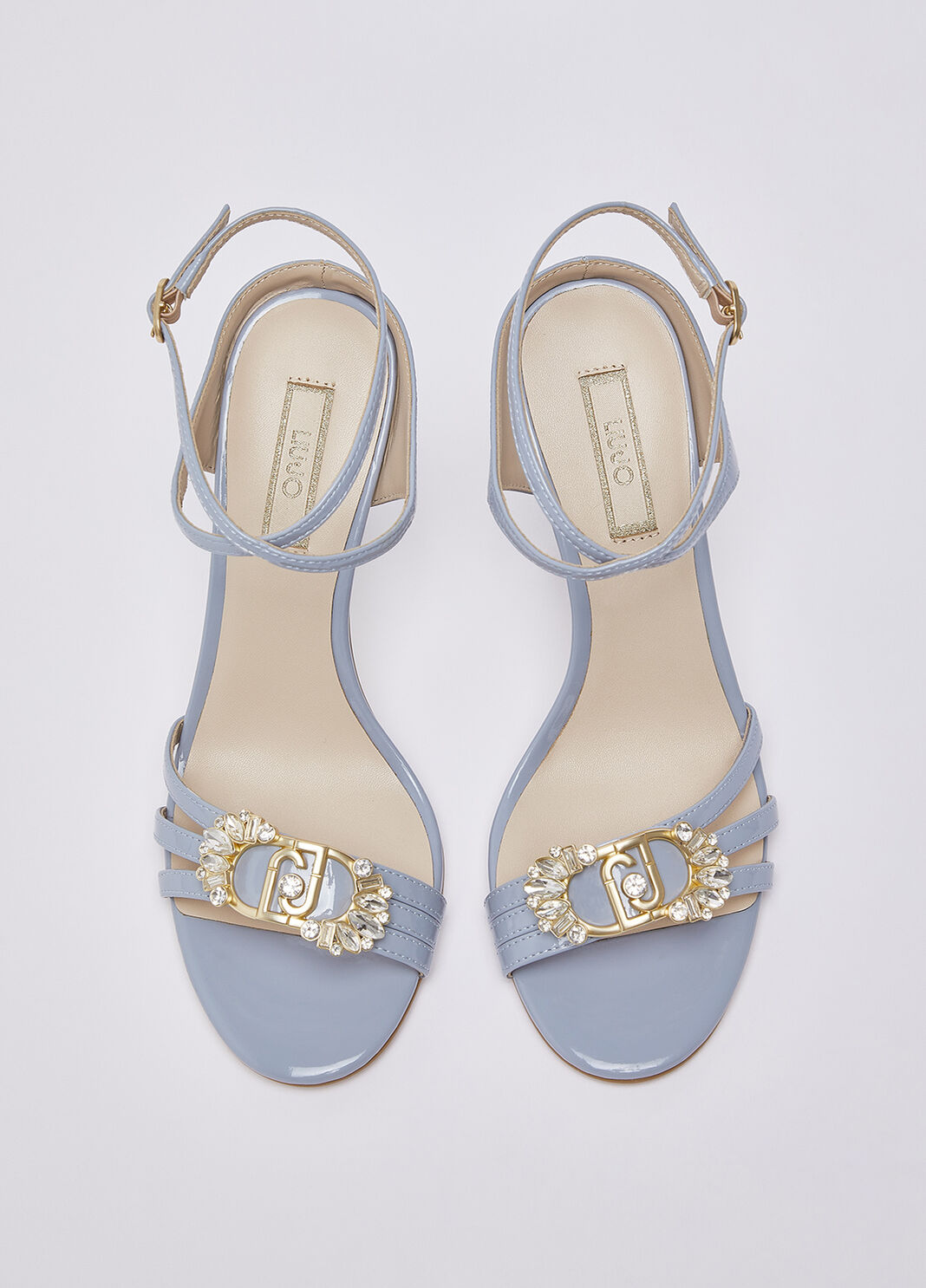 Sandales en vernis avec logo bijou bleu clair poudre Liu Jo - large image number 4