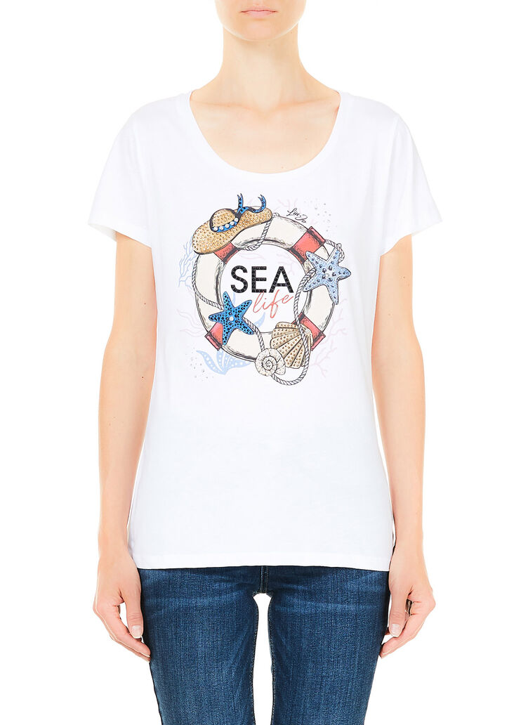 T-Shirt mit Print und Applikationen Optisch weiß Liu Jo - large image number 0 T-Shirt mit Print und Applikationen Optisch weiß Liu Jo - large image number 0