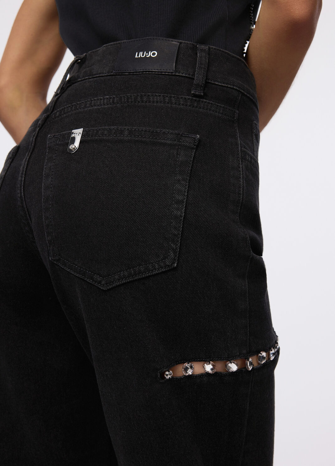 Vaqueros rectos con strass denim negro Liu Jo - large image number 2