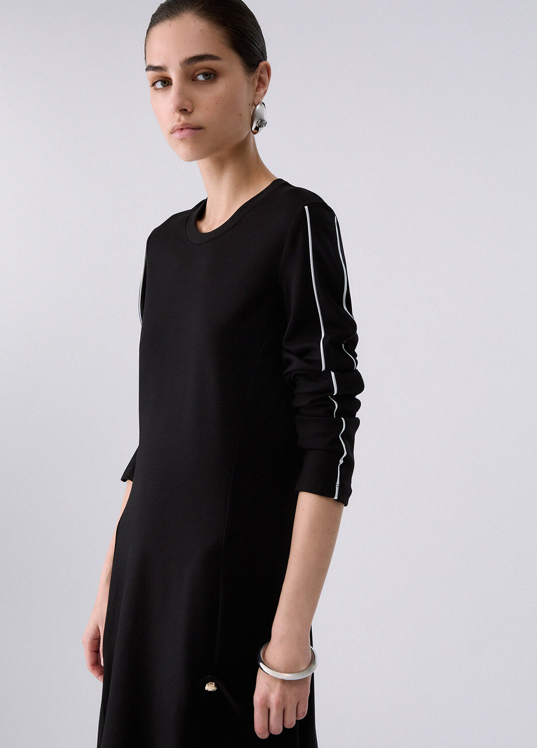 Robe courte en tissu Punto Milano noir Liu Jo - large image number 4