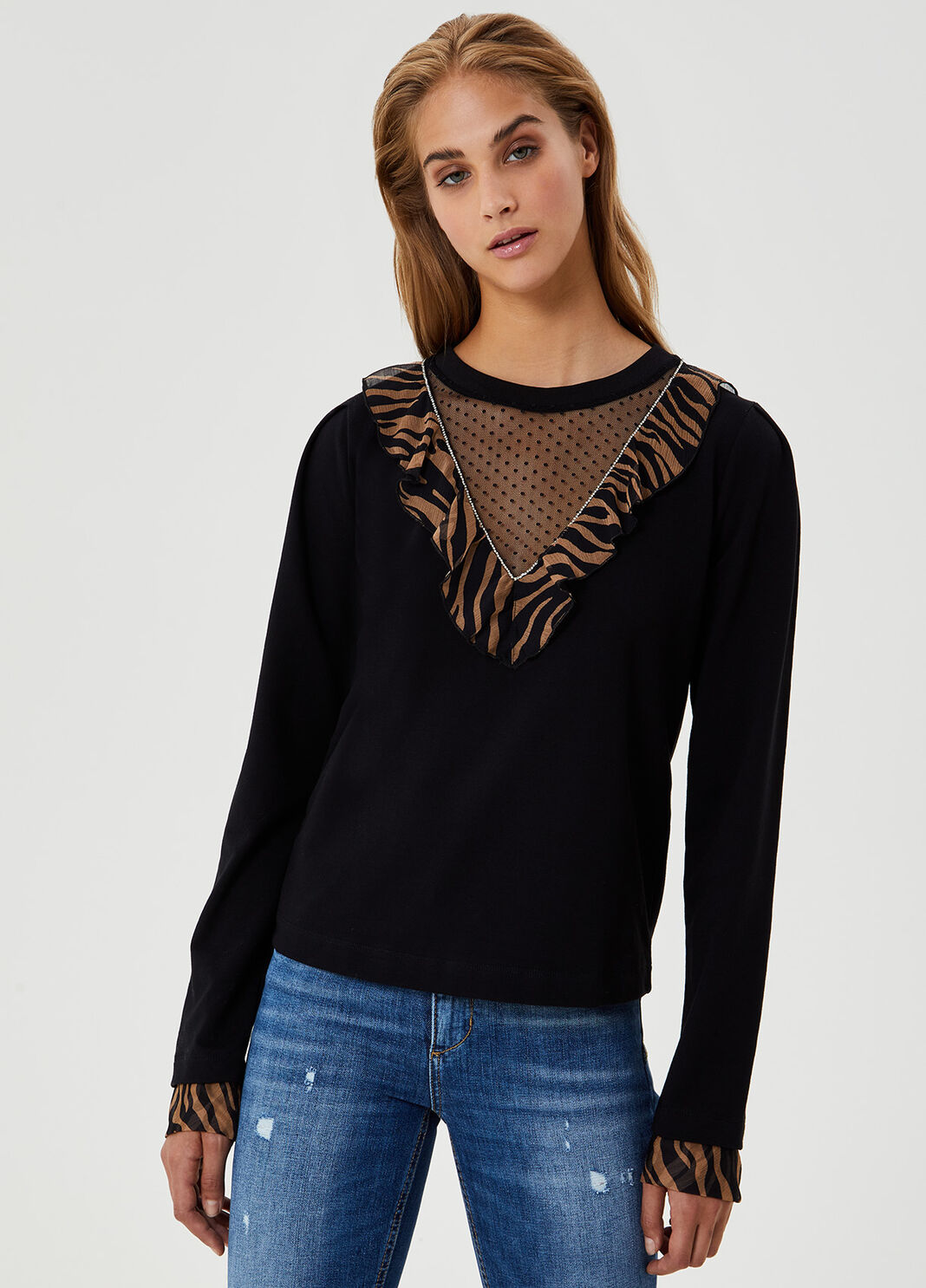 Sudadera con volantes Negro Liu Jo - large image number 0