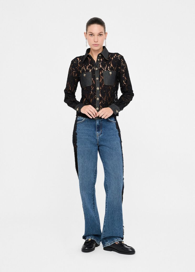 Straight-leg jeans with lace blue denim Liu Jo - medium Straight-leg jeans with lace blue denim Liu Jo - medium