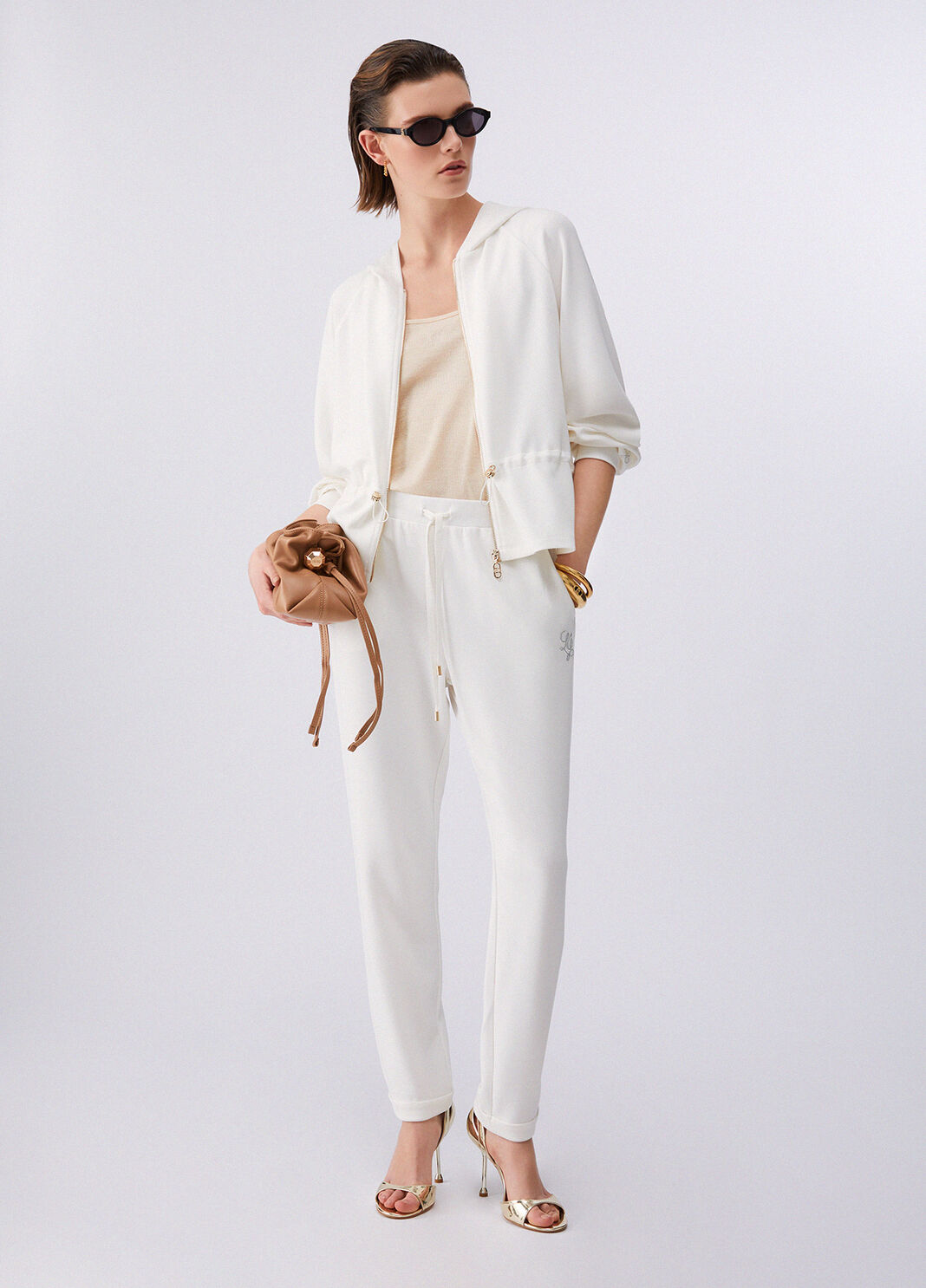 Scuba hooded sweatshirt with zip milky white Liu Jo - large image number 5