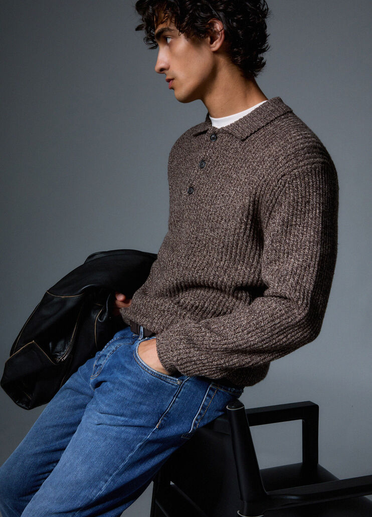 Polo en laine m&eacute;lang&eacute;e marron Liu Jo - medium