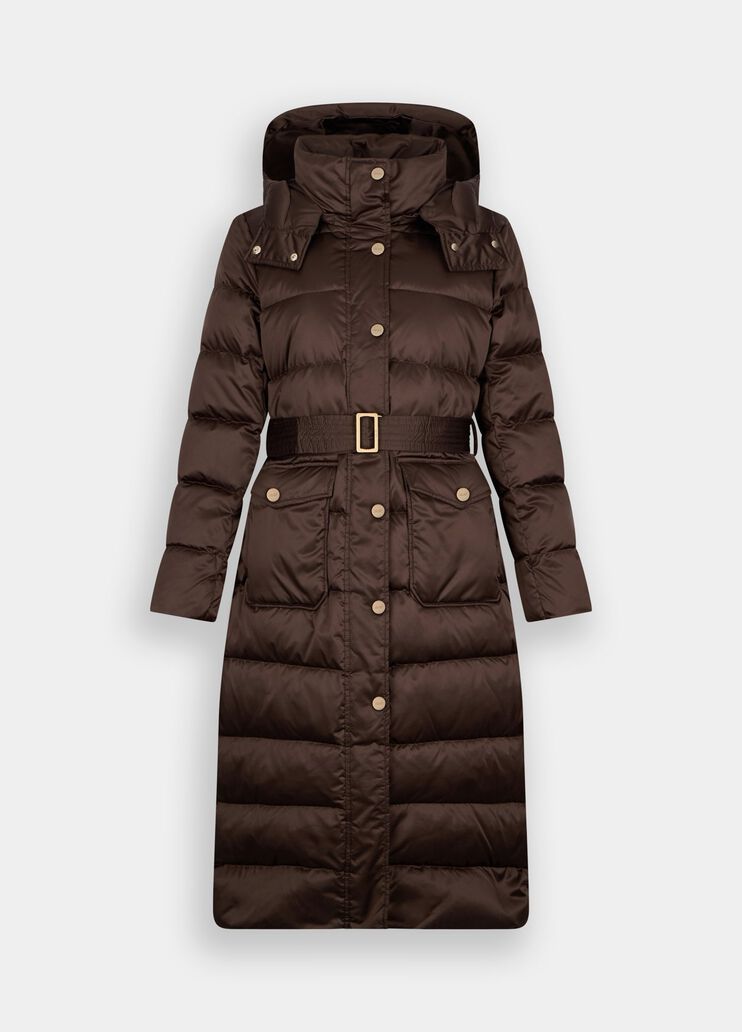 Long down jacket with hood chocolate Liu Jo - large image number 6