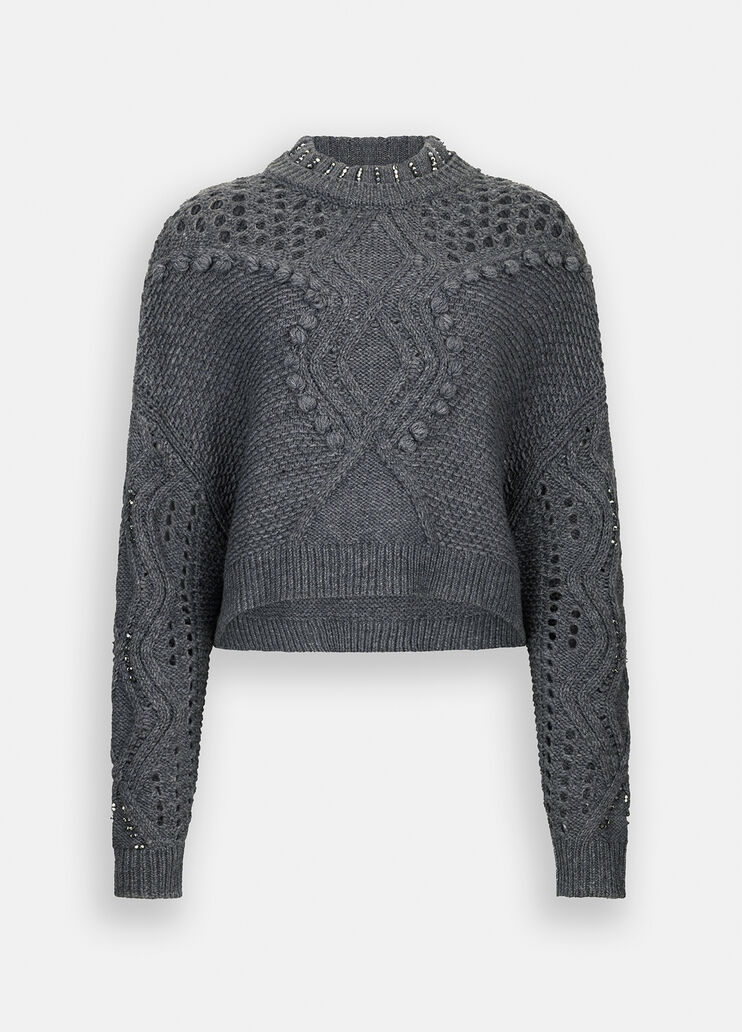 Wool jumper with openwork detailing grey Liu Jo - large image number 6