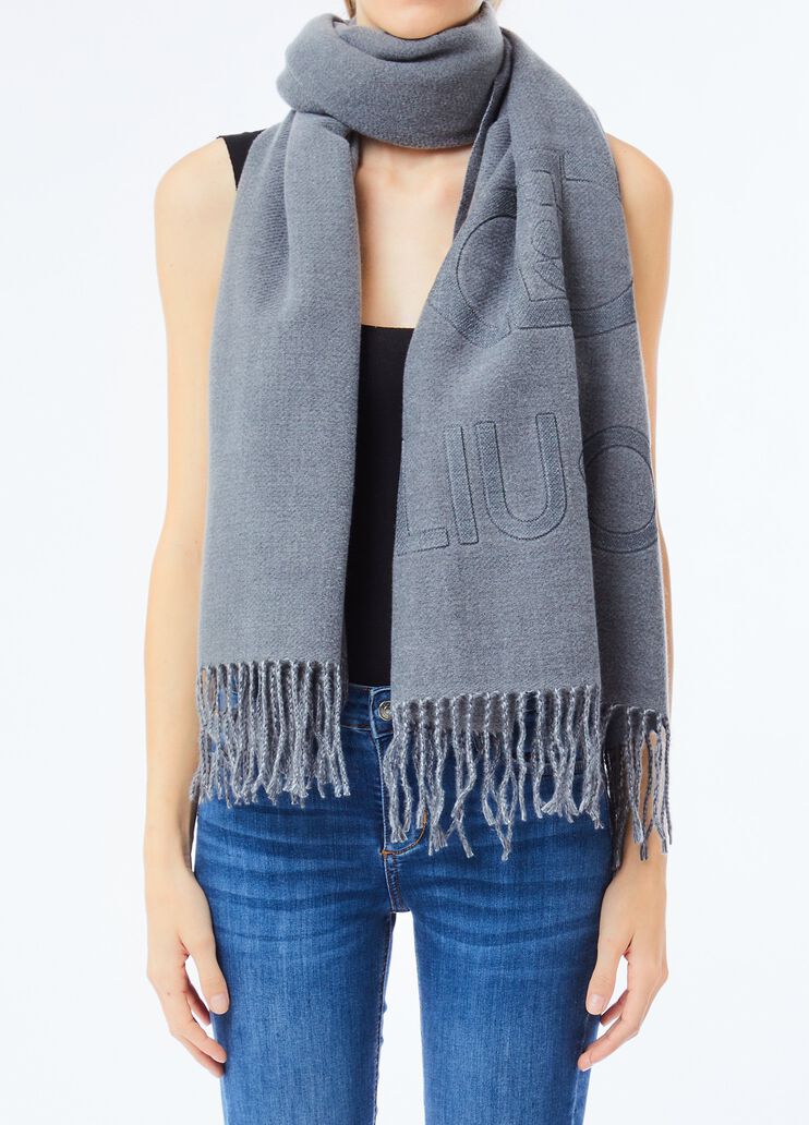 Stole with embossed logo grey Liu Jo - medium