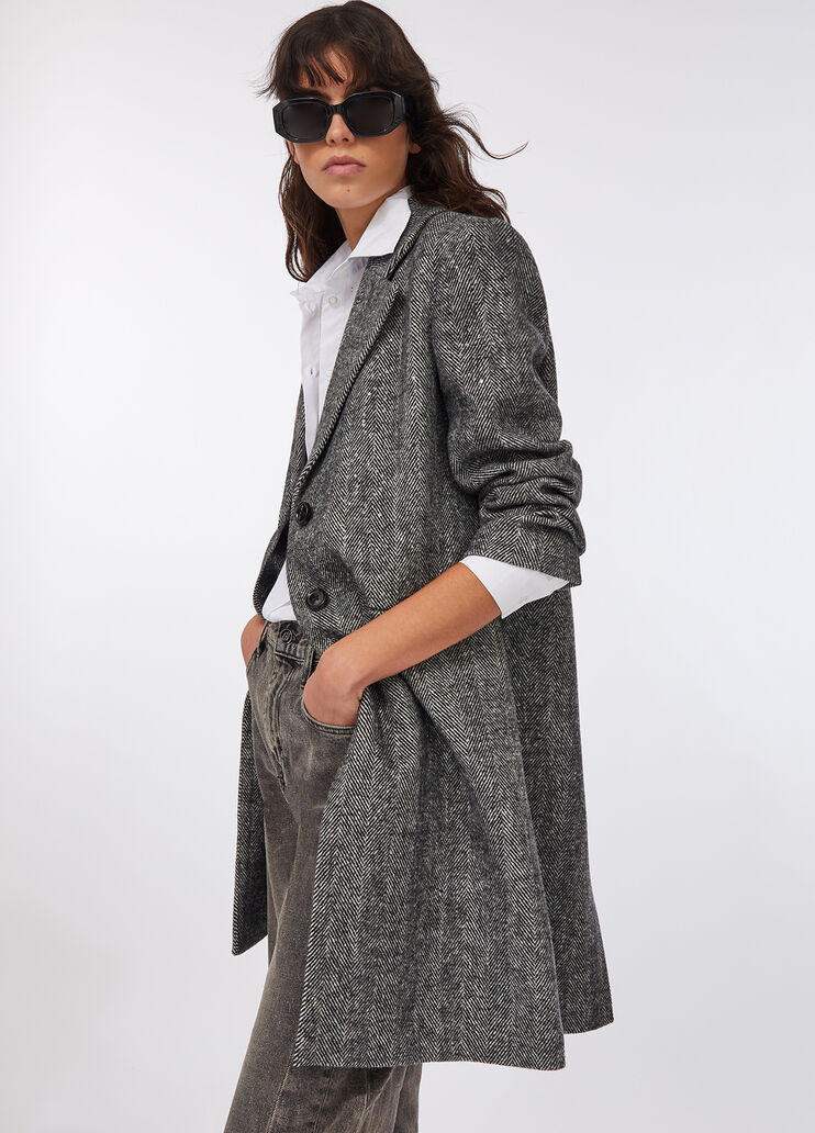 Wool blend herringbone coat herringbone grey Liu Jo - medium Wool blend herringbone coat herringbone grey Liu Jo - medium
