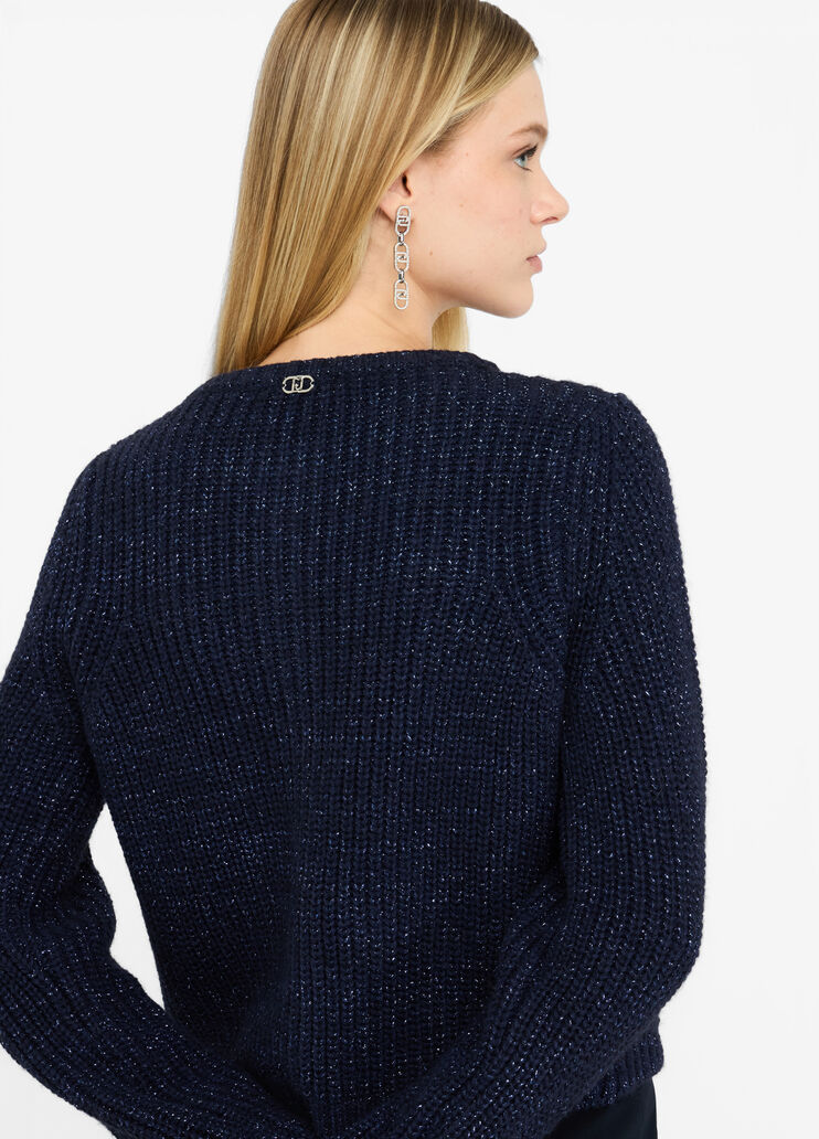 Alpaca and wool blend cardigan dark blue Liu Jo - large image number 4