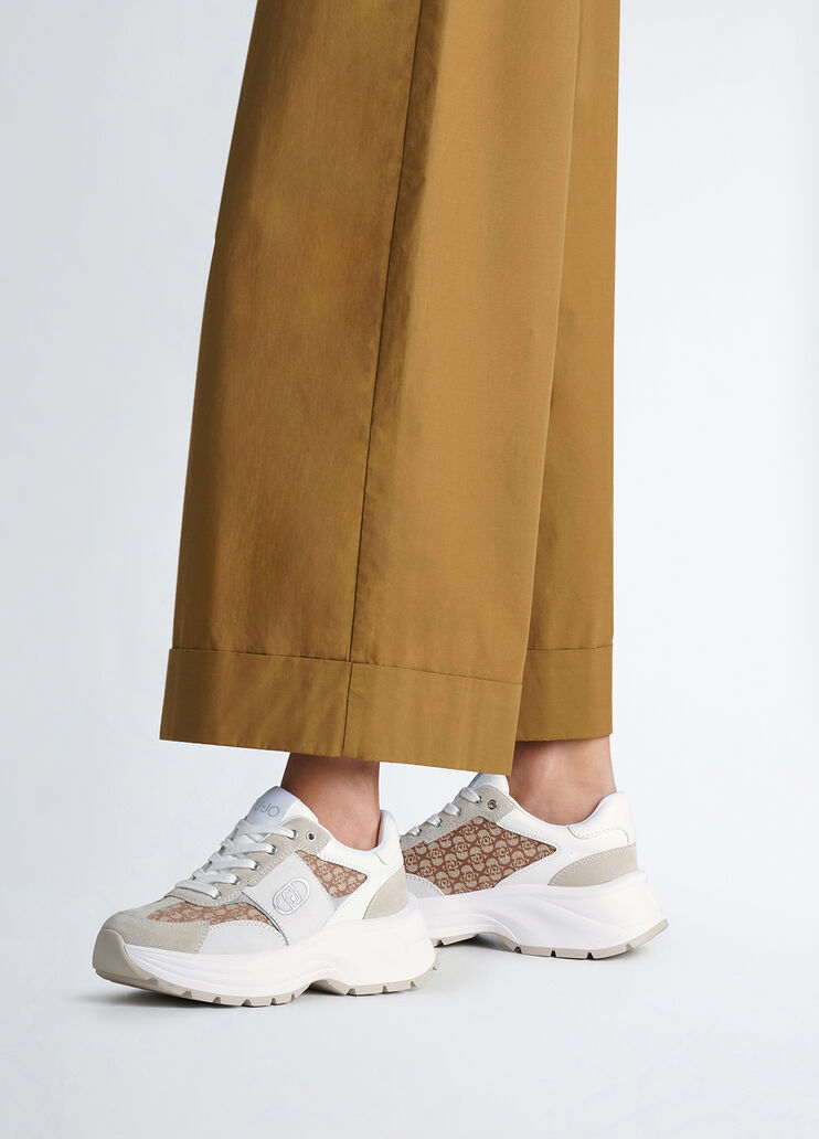 Suede monogram sneakers white/beige Liu Jo - medium Suede monogram sneakers white/beige Liu Jo - medium