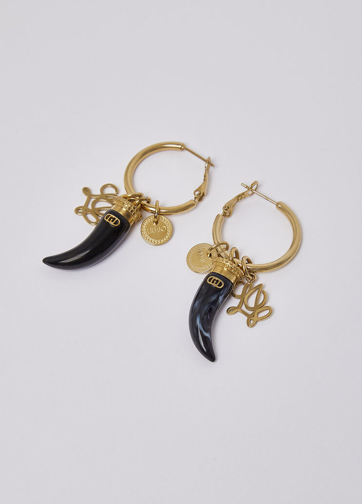 Hoop earrings with charm black Liu Jo - medium
