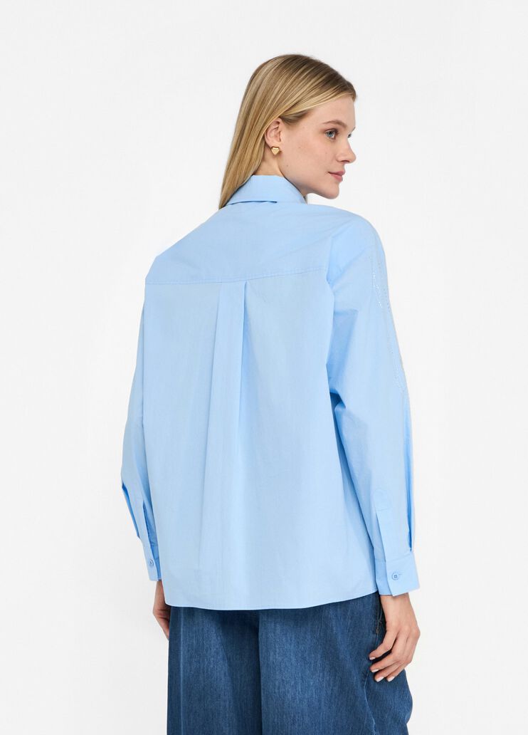 Chemise en coton avec strass bleu clair Liu Jo - large image number 1
