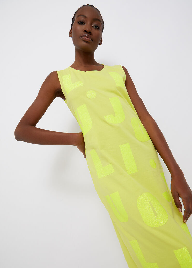 Long dress with glitter logo yellow Liu Jo - large image number 2 Long dress with glitter logo yellow Liu Jo - large image number 2