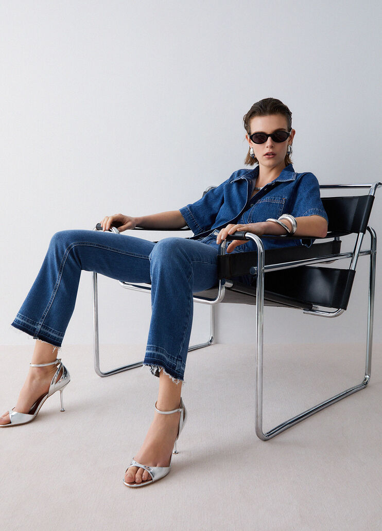 Jean bootcut avec ourlets bruts denim bleu fonc&eacute; Liu Jo - medium