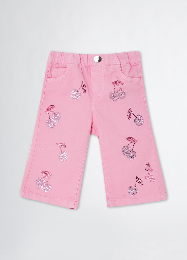 Cotton trousers with rhinestones pink Liu Jo - medium Cotton trousers with rhinestones pink Liu Jo - medium