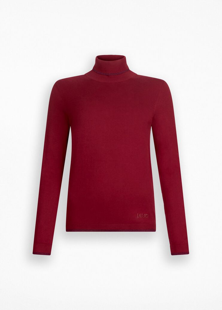 Polo-neck with lurex® details red Liu Jo - large image number 6