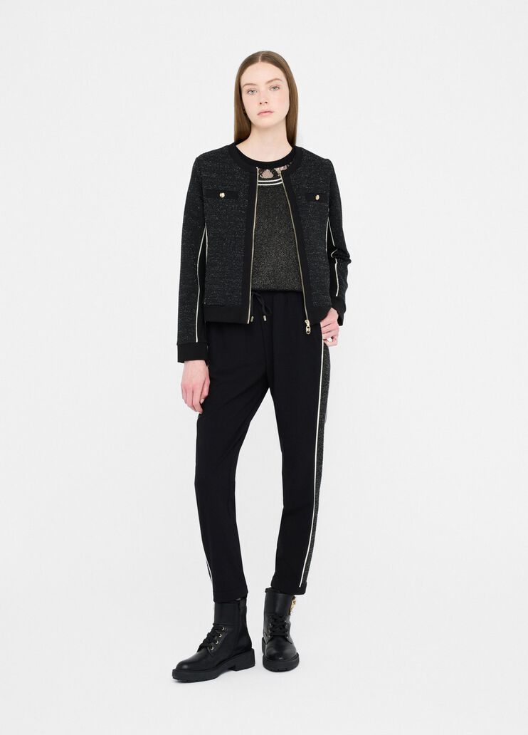 Fleece and bouclé jacket black Liu Jo - large image number 5 Fleece and bouclé jacket black Liu Jo - large image number 5