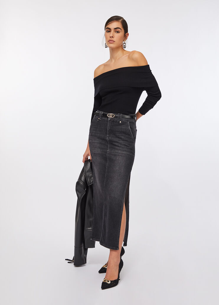 Off-Shoulder-Pullover Schwarz Liu Jo - medium