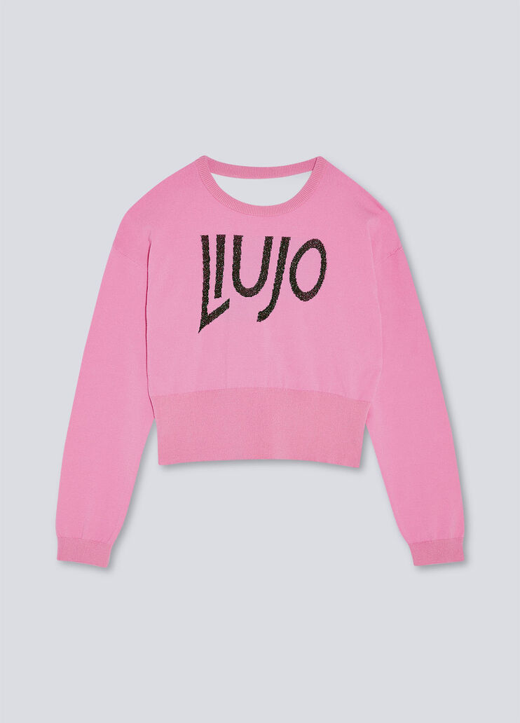 Jersey ecosostenible con logotipo rosa/negro Liu Jo - large image number 0 Jersey ecosostenible con logotipo rosa/negro Liu Jo - large image number 0