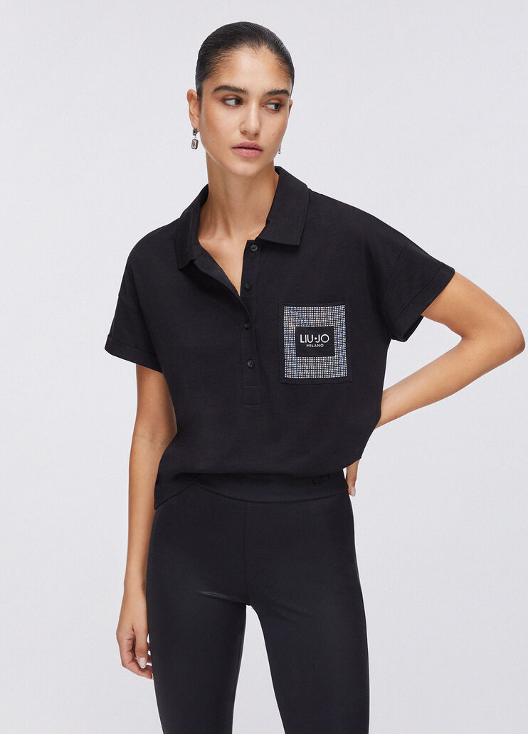 Polo avec strass noir Liu Jo - large image number 0