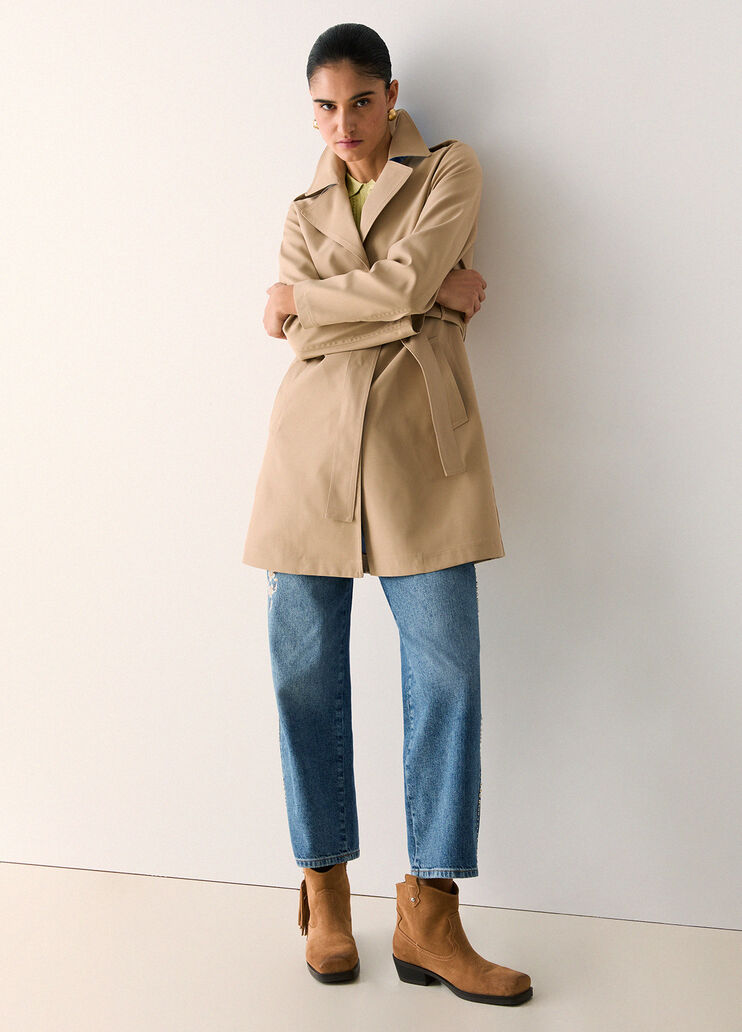 Langer Trenchcoat mit G&uuml;rtel Beige Liu Jo - medium