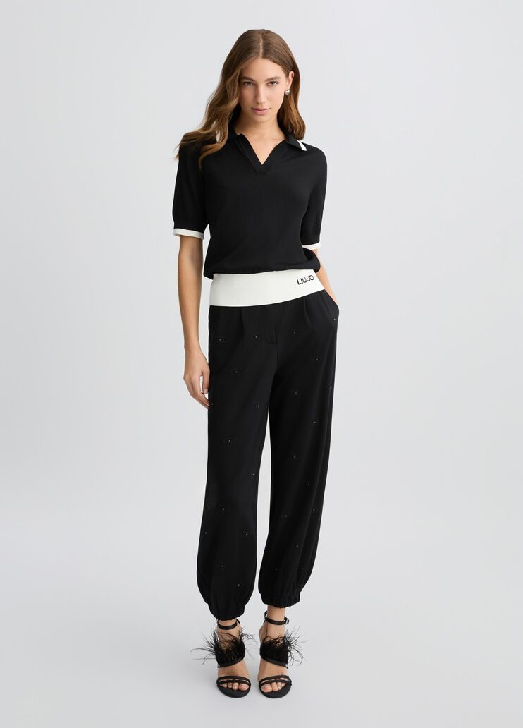 Black and white ribbed jumper black and white Liu Jo - large image number 5 Black and white ribbed jumper black and white Liu Jo - large image number 5