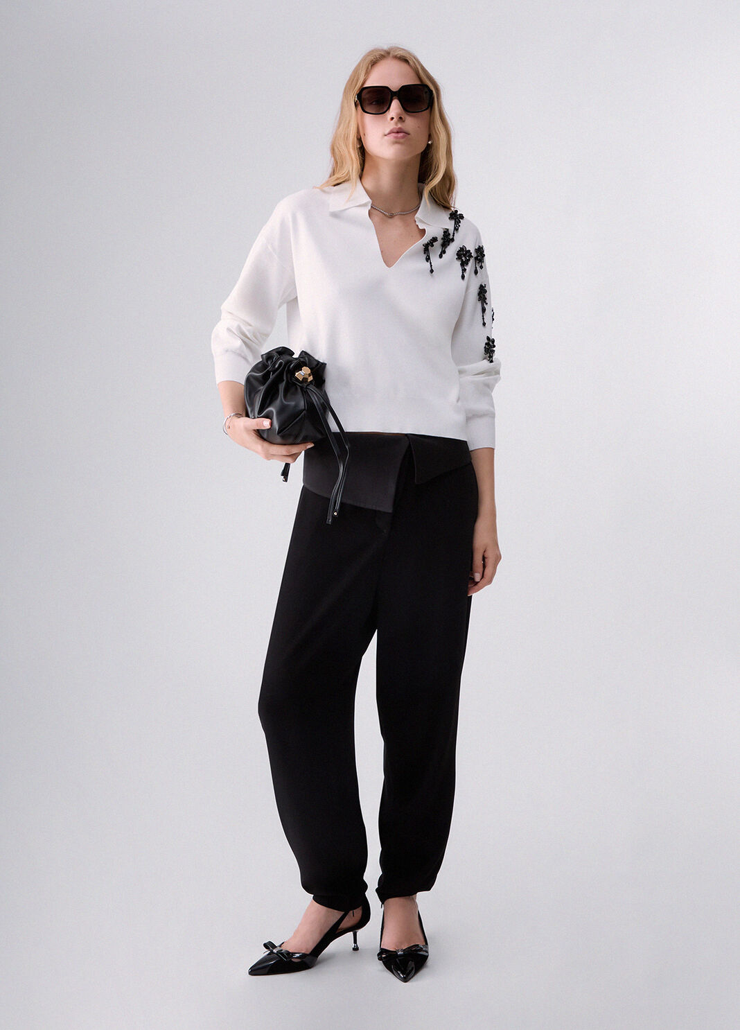 Pullover mit Schmuckstickereien Wei&szlig;/Blumen Liu Jo - large image number 5