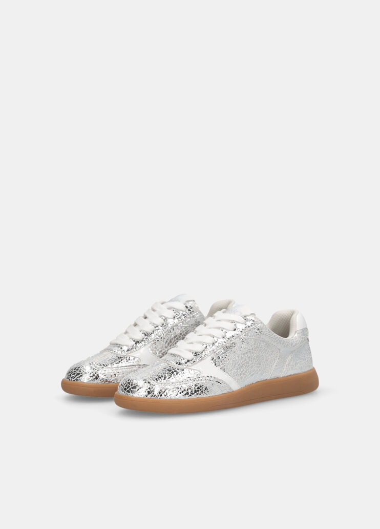 Metallic crackle-look leather sneakers silver Liu Jo - large image number 2 Metallic crackle-look leather sneakers silver Liu Jo - large image number 2