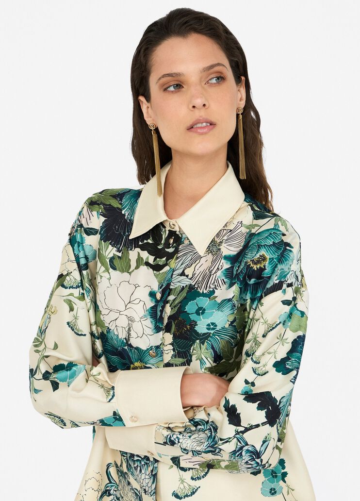 Printed twill shirt milk white Liu Jo - large image number 2