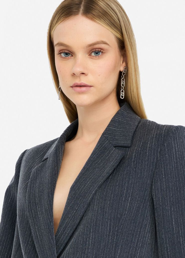 Flanellblazer mit Nadelstreifen Blau mit Nadelstreifen Liu Jo - large image number 2 Flanellblazer mit Nadelstreifen Blau mit Nadelstreifen Liu Jo - large image number 2