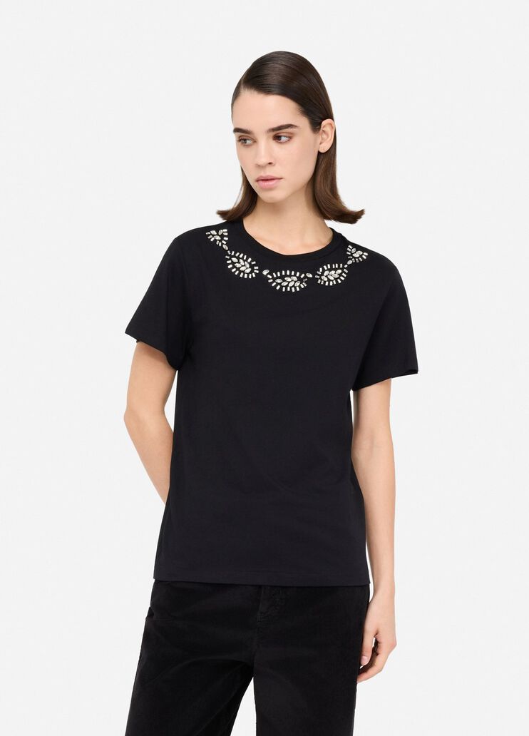 T-shirt with jewel embroidery black/gemstones Liu Jo - medium T-shirt with jewel embroidery black/gemstones Liu Jo - medium