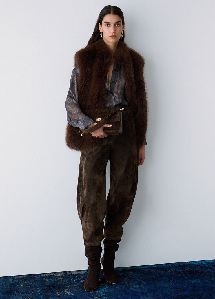 Faux Fur Vest with Belt dark brown Liu Jo - medium