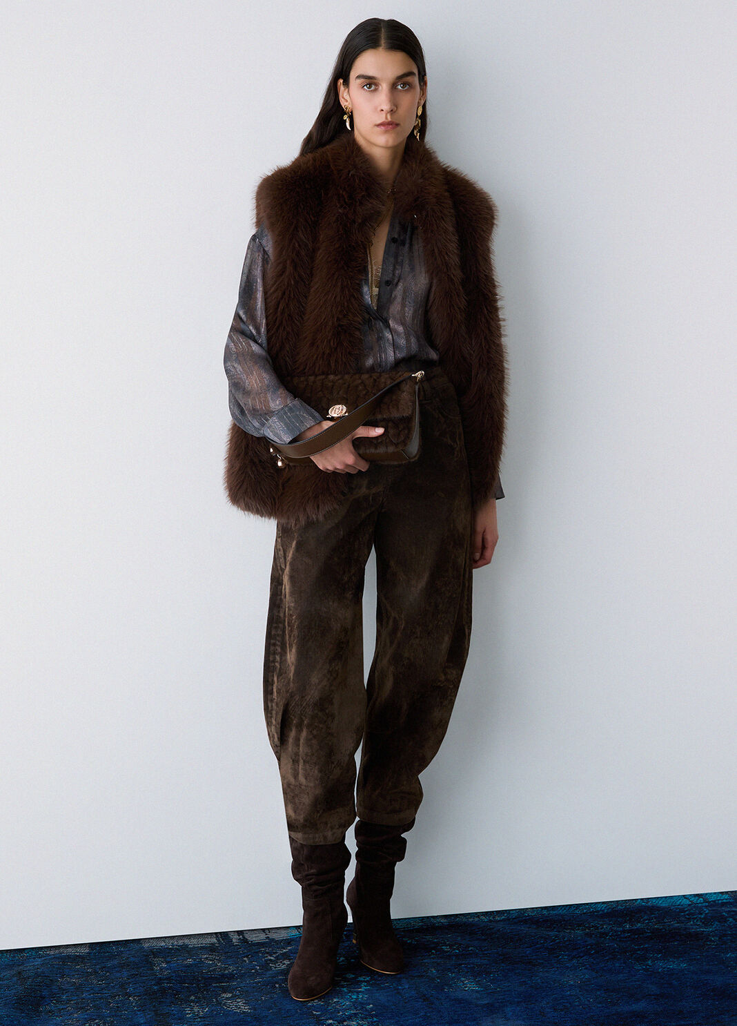 Faux Fur Vest with Belt dark brown Liu Jo - large image number 2