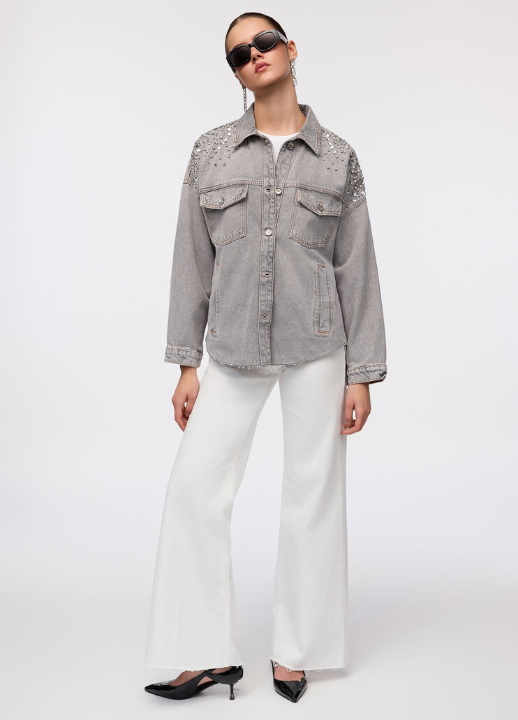 Giacca in denim con strass denim grigio Liu Jo - medium