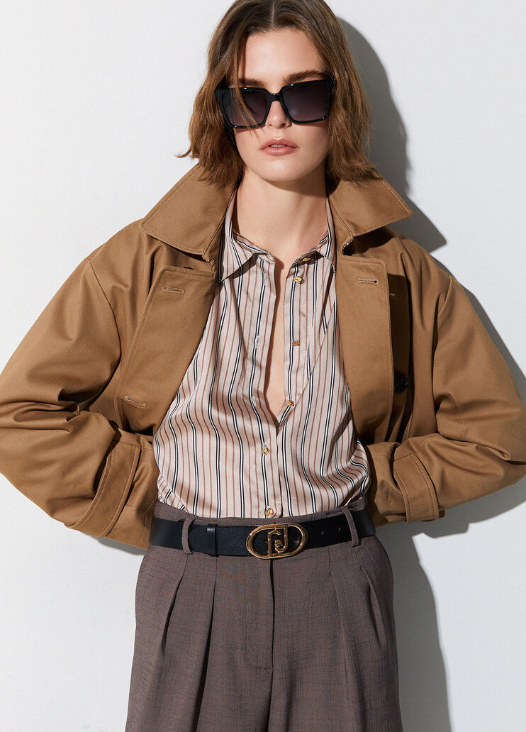 Striped shirt with lace details beige Liu Jo - medium