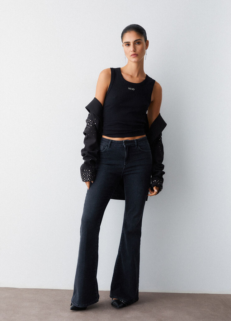 Jeans bootcut a vita alta denim nero Liu Jo - medium