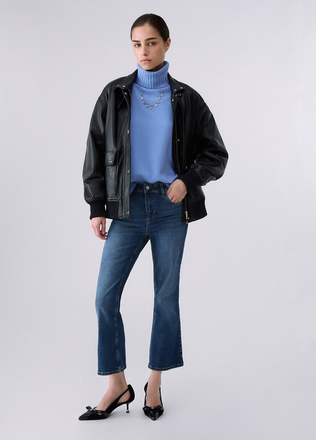 Jeans bootcut con strass denim blu Liu Jo - large image number 5