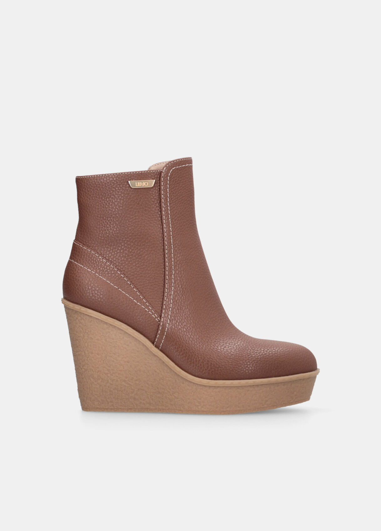 Leather ankle boots with wedge heel colour chocolate | Liu Jo